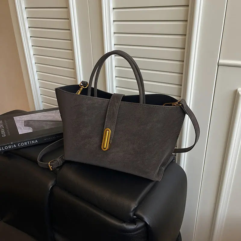 Retro High-capacity Minimalist Suede-style Tote Bag WshowbizMart