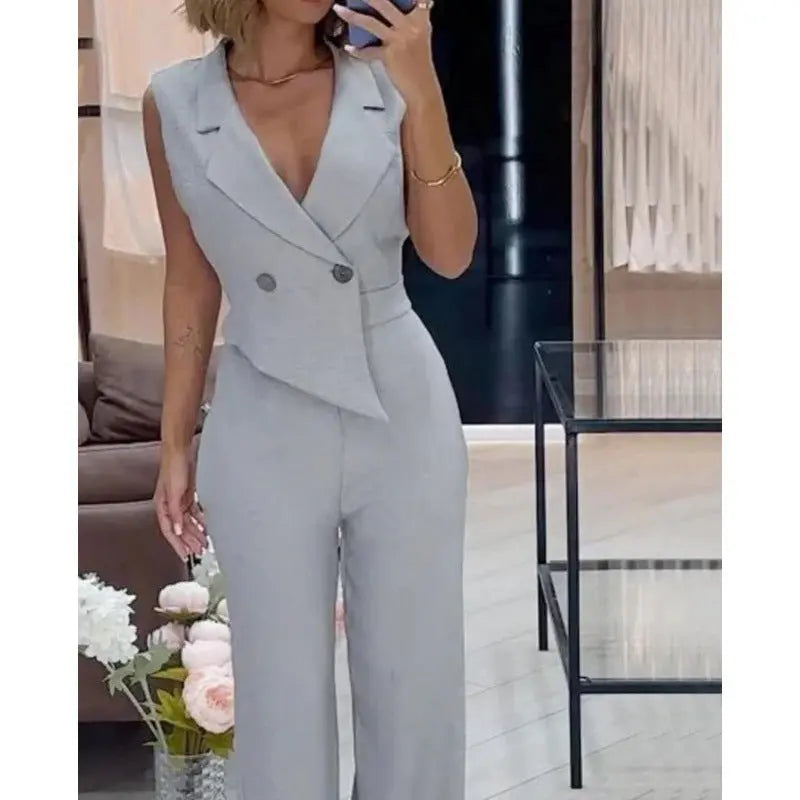 Asymmetric Elegant Work Jumpsuit ShowbizMart