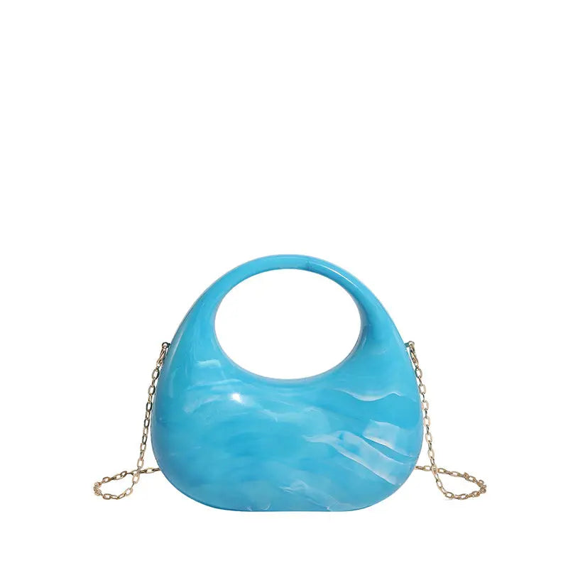 Acrylic Box Bag, Womens Evening Handbag With A Moon-shaped Underarm Design WshowbizMart