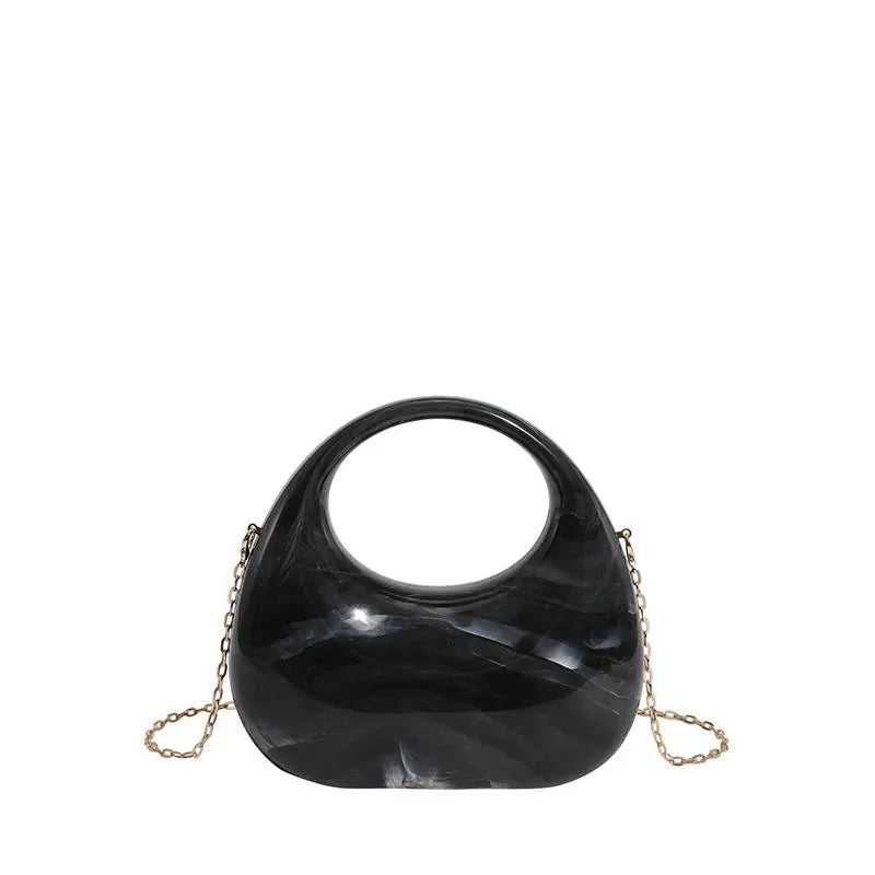 Acrylic Box Bag, Womens Evening Handbag With A Moon-shaped Underarm Design WshowbizMart