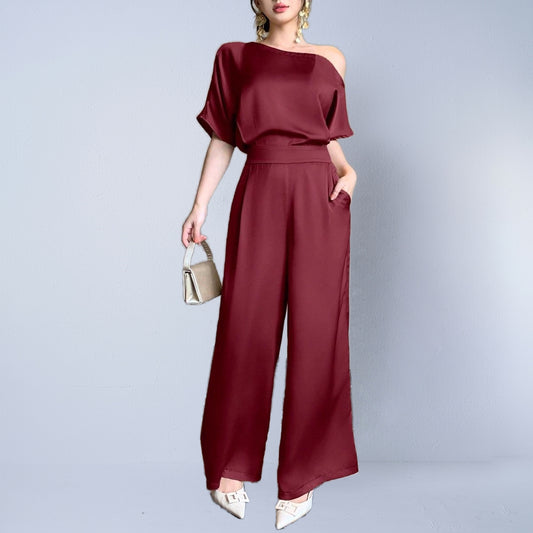 Silky-elegant Asymmetrical Jumpsuit For Women