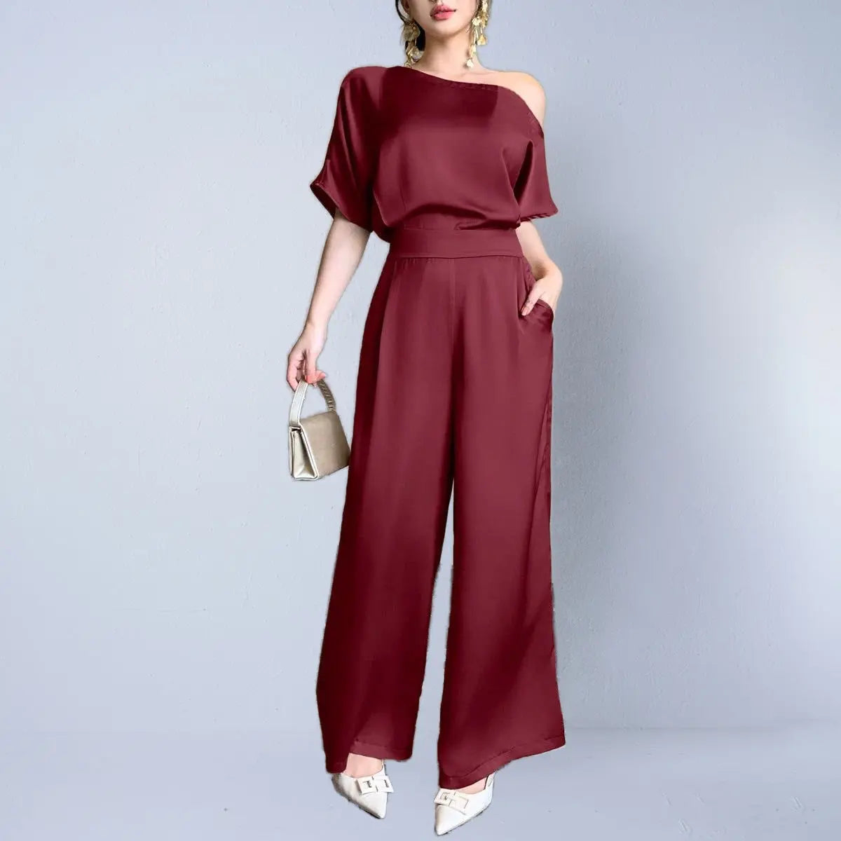 Silky-elegant Asymmetrical Jumpsuit For Women