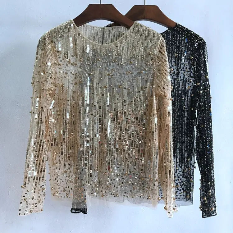 Fashion Bottoming Shirt Sequined Top For Women ShowbizMart