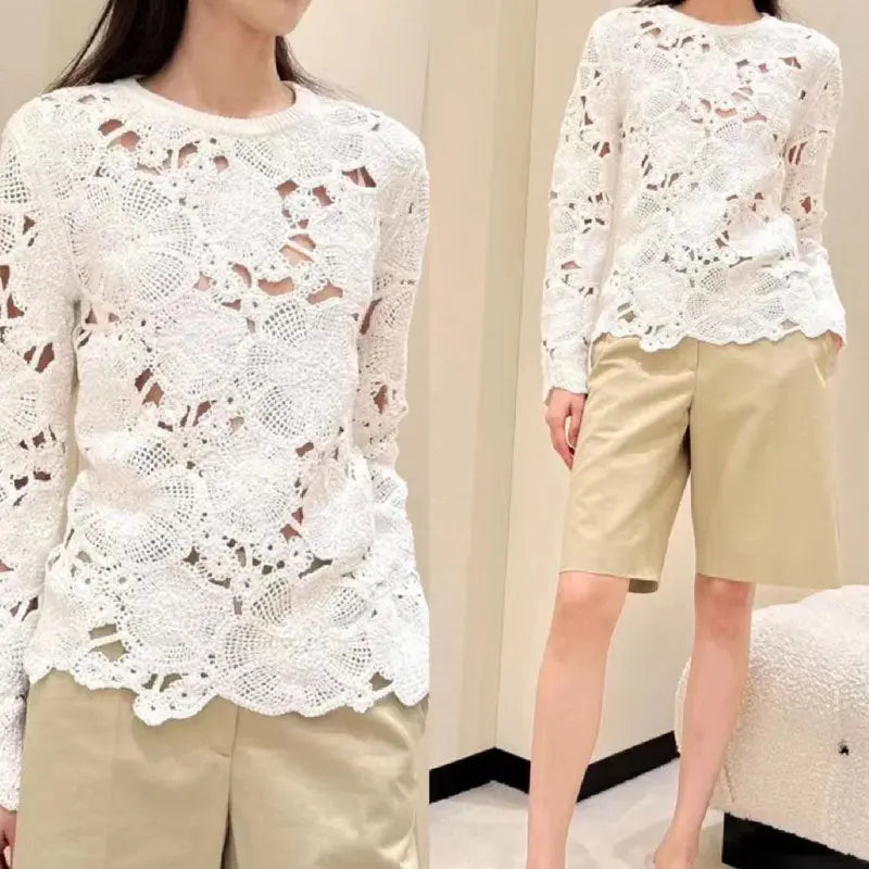 Fashionable Personalized Crochet Sweater Top For Women WshowbizMart