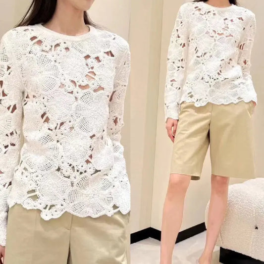 Fashionable Personalized Crochet Sweater Top For Women WshowbizMart