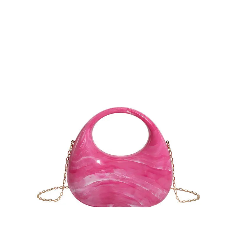 Acrylic Box Bag, Womens Evening Handbag With A Moon-shaped Underarm Design WshowbizMart