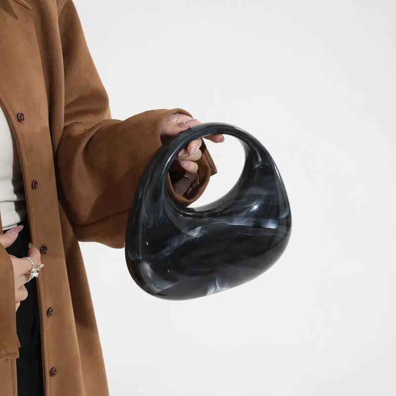 Acrylic Box Bag, Womens Evening Handbag With A Moon-shaped Underarm Design WshowbizMart