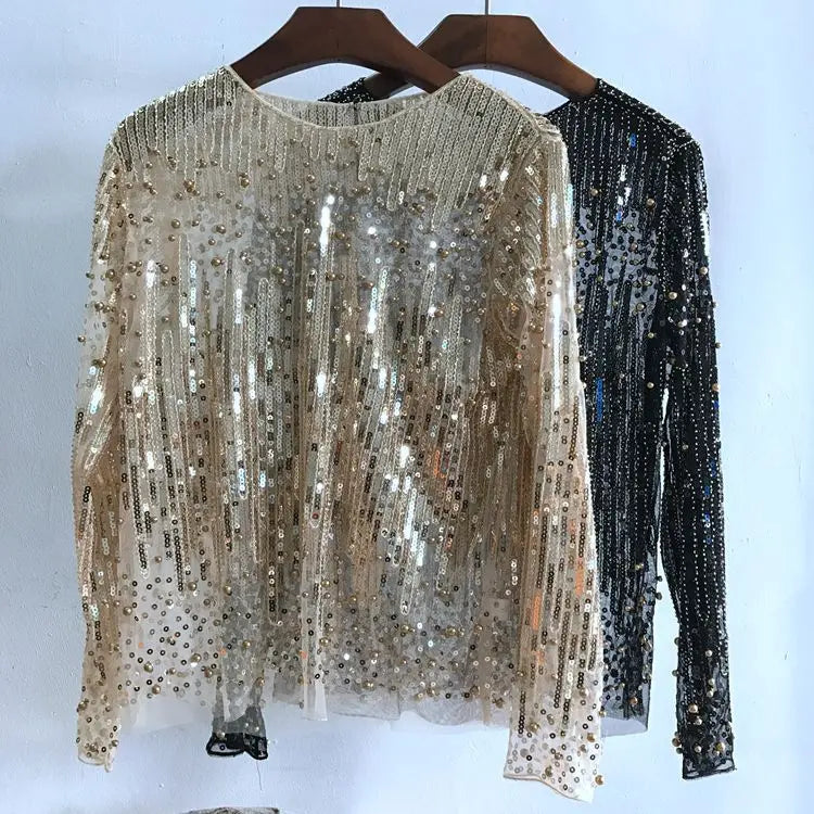 Fashion Bottoming Shirt Sequined Top For Women ShowbizMart