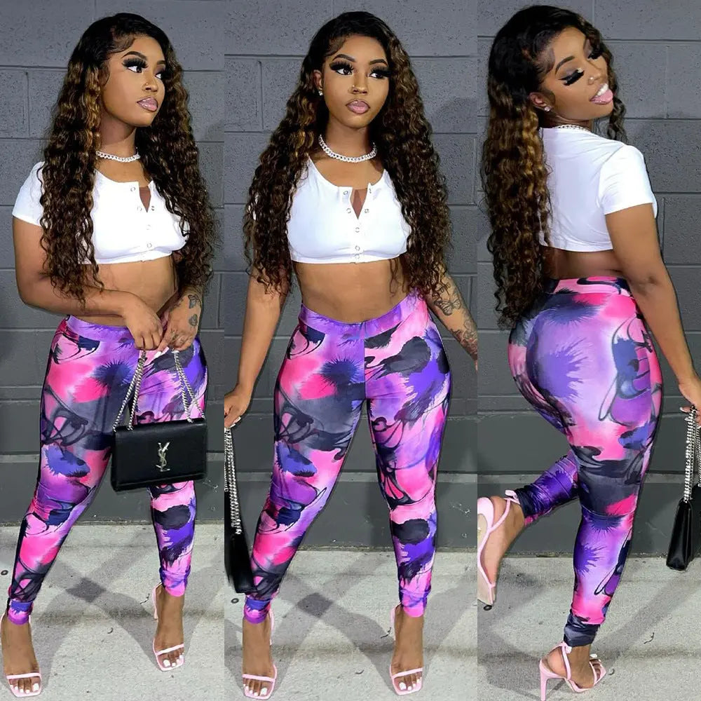 Fashion Casual Printed Skinny Women Pants Pencil Pants WshowbizMart