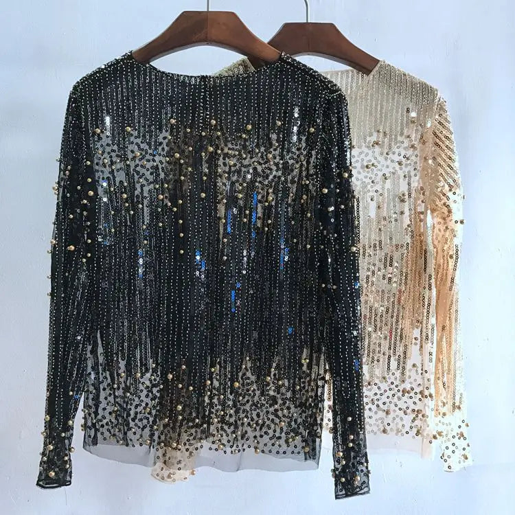Fashion Bottoming Shirt Sequined Top For Women ShowbizMart