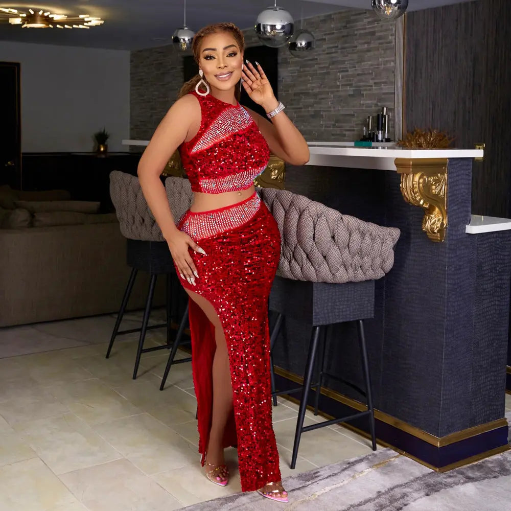 Short Vest Top And Skirt Dress Suit Women WshowbizMart