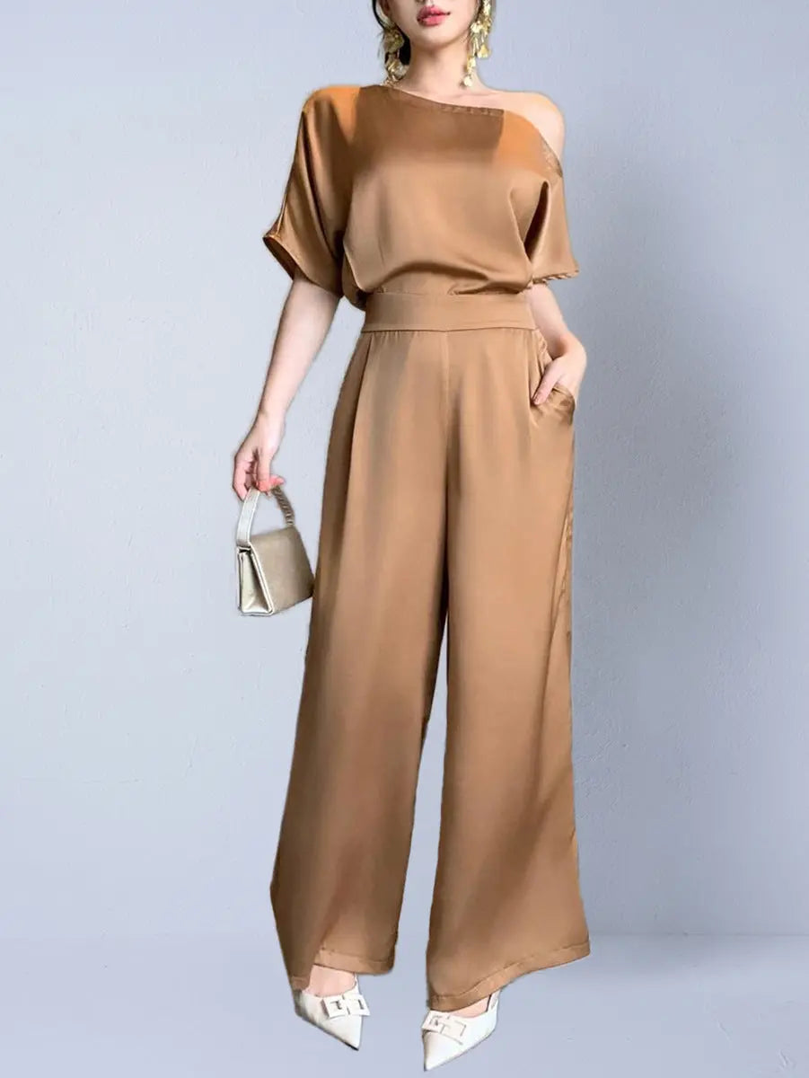 Silky-elegant Asymmetrical Jumpsuit For Women