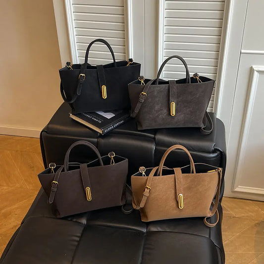 Retro High-capacity Minimalist Suede-style Tote Bag WshowbizMart