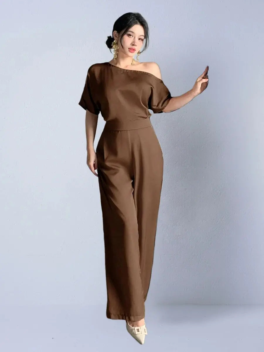 Silky-elegant Asymmetrical Jumpsuit For Women