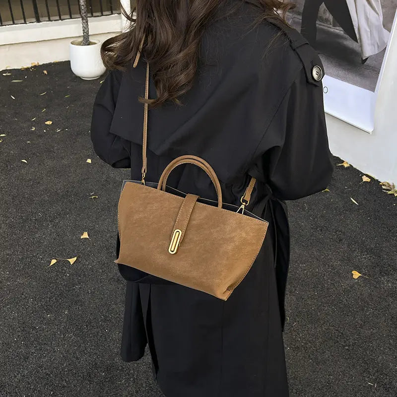 Retro High-capacity Minimalist Suede-style Tote Bag WshowbizMart