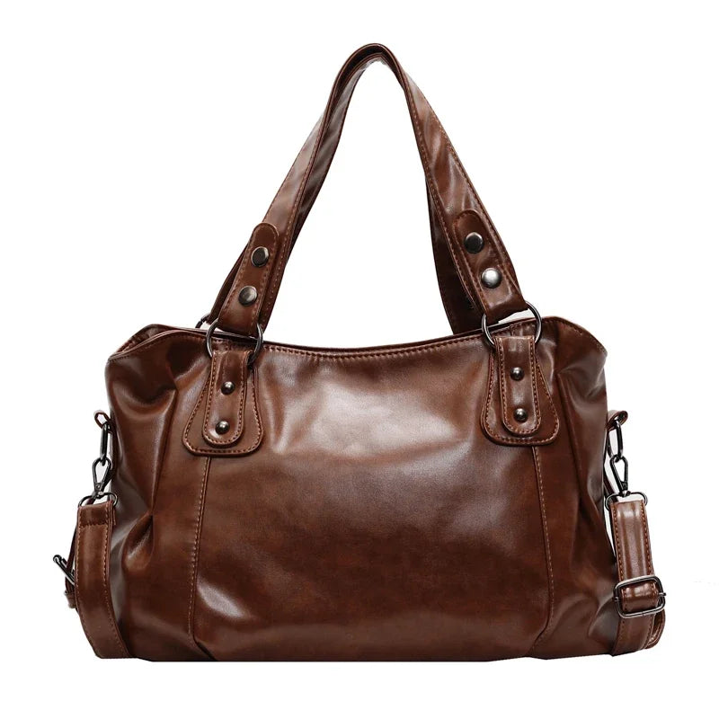 Deluxe Retro-Inspired Soft Leather Shoulder Tote