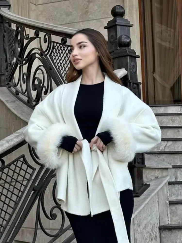 Classic Faux Fur Wool-Blend Coat