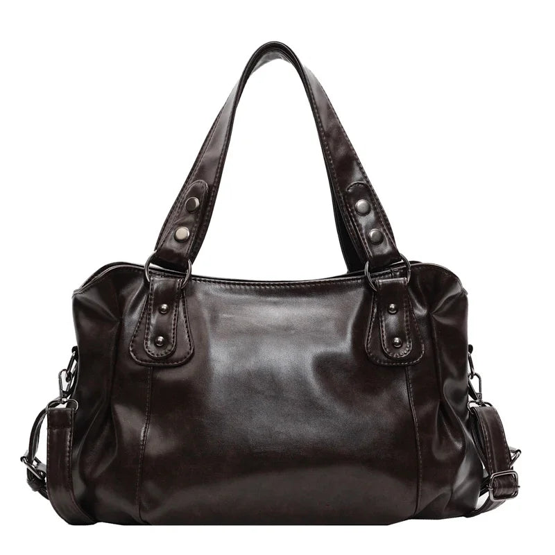 Deluxe Retro-Inspired Soft Leather Shoulder Tote