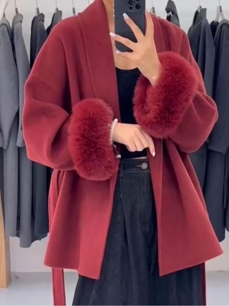 Classic Faux Fur Wool-Blend Coat