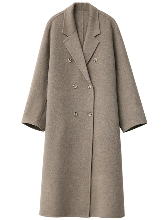 Classic Double-Breasted Wool Overcoat