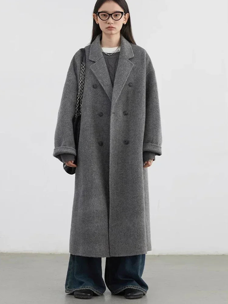 Classic Double-Breasted Wool Overcoat