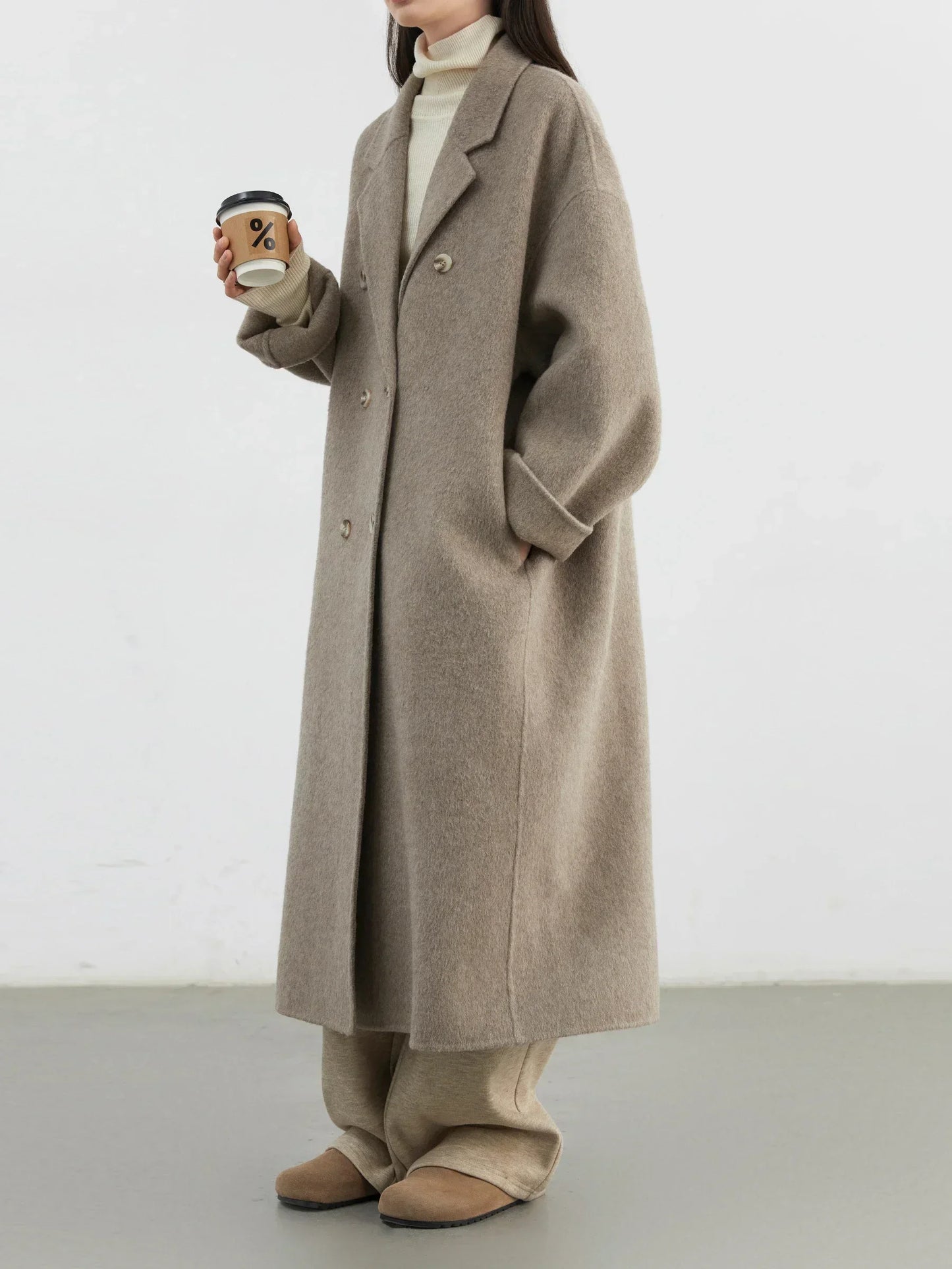 Classic Double-Breasted Wool Overcoat