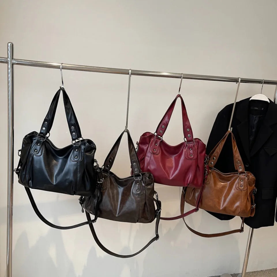 Deluxe Retro-Inspired Soft Leather Shoulder Tote