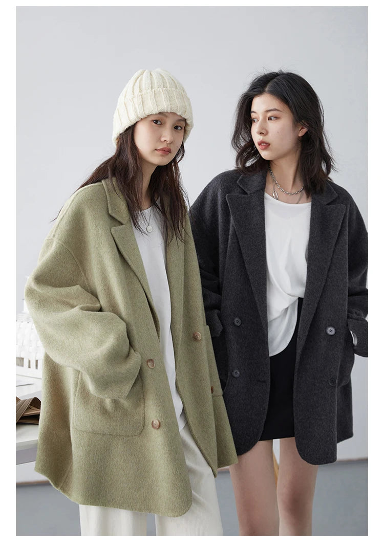 Classic Double-Breasted Wool Coat