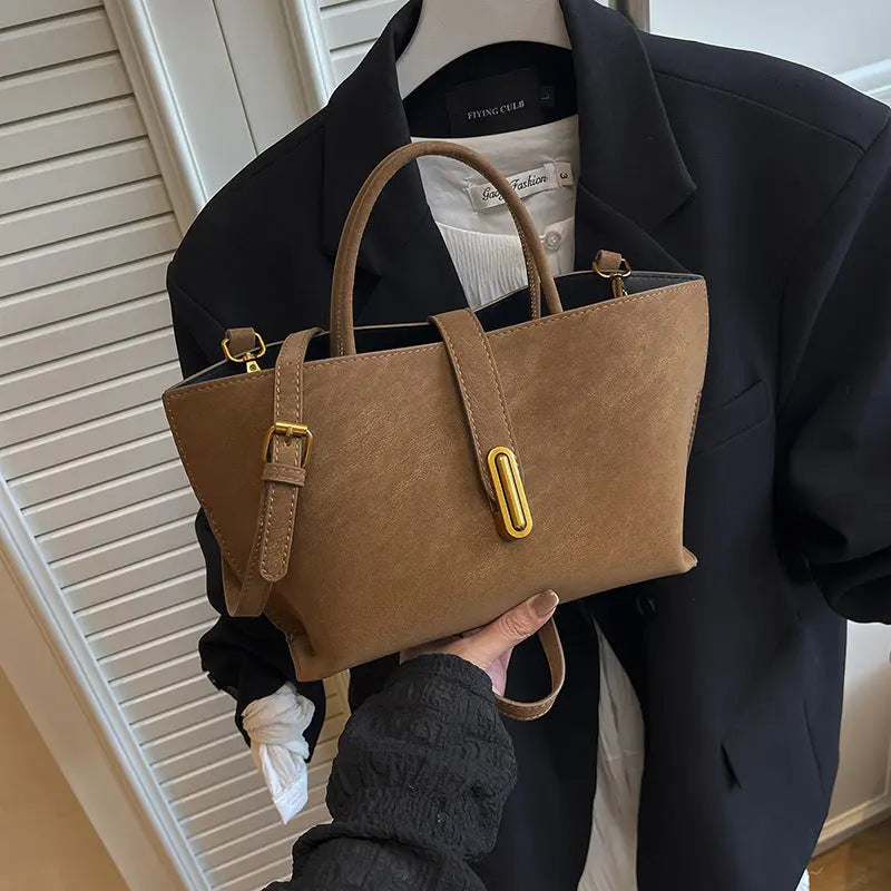 Retro High-capacity Minimalist Suede-style Tote Bag WshowbizMart