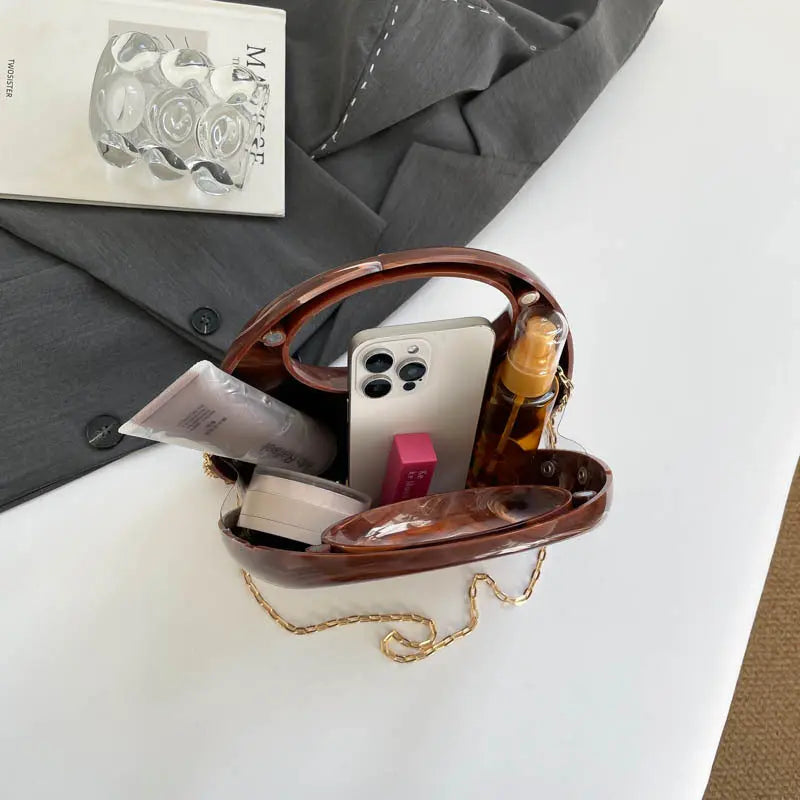 Acrylic Box Bag, Womens Evening Handbag With A Moon-shaped Underarm Design WshowbizMart