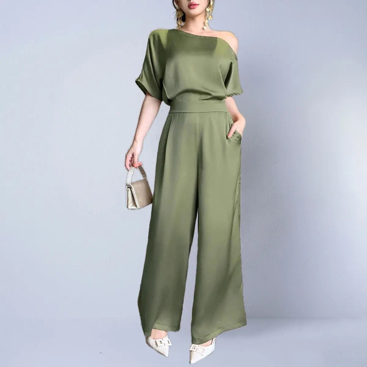 Silky-elegant Asymmetrical Jumpsuit For Women