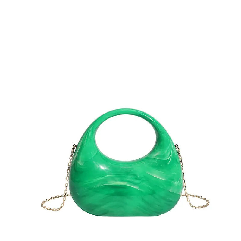 Acrylic Box Bag, Womens Evening Handbag With A Moon-shaped Underarm Design WshowbizMart