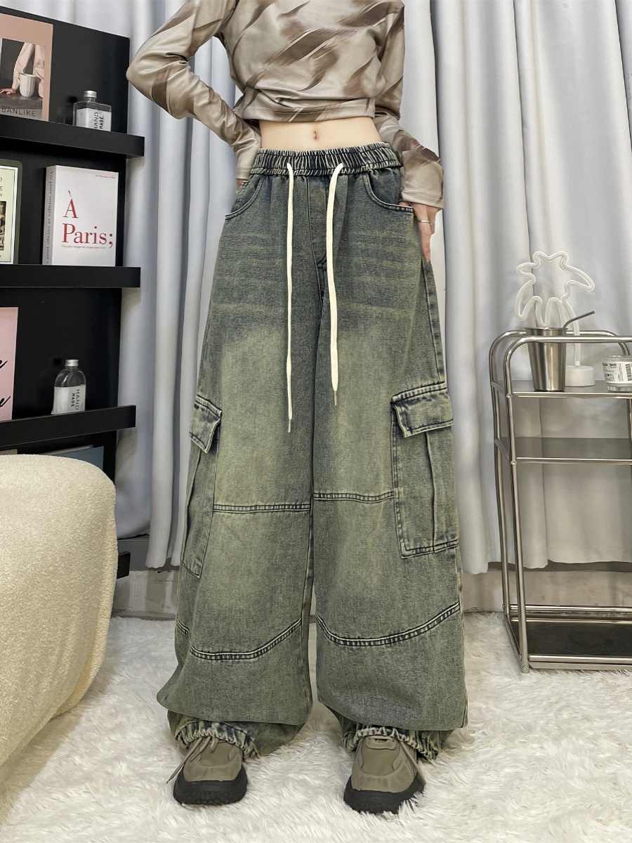 Cool Drag Girl Retro Swag Wide-Leg Jeans