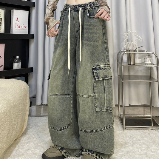 Cool Drag Girl Retro Swag Wide-Leg Jeans