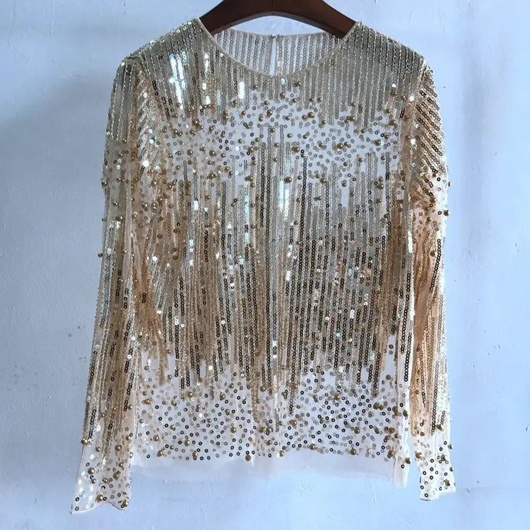 Fashion Bottoming Shirt Sequined Top For Women ShowbizMart