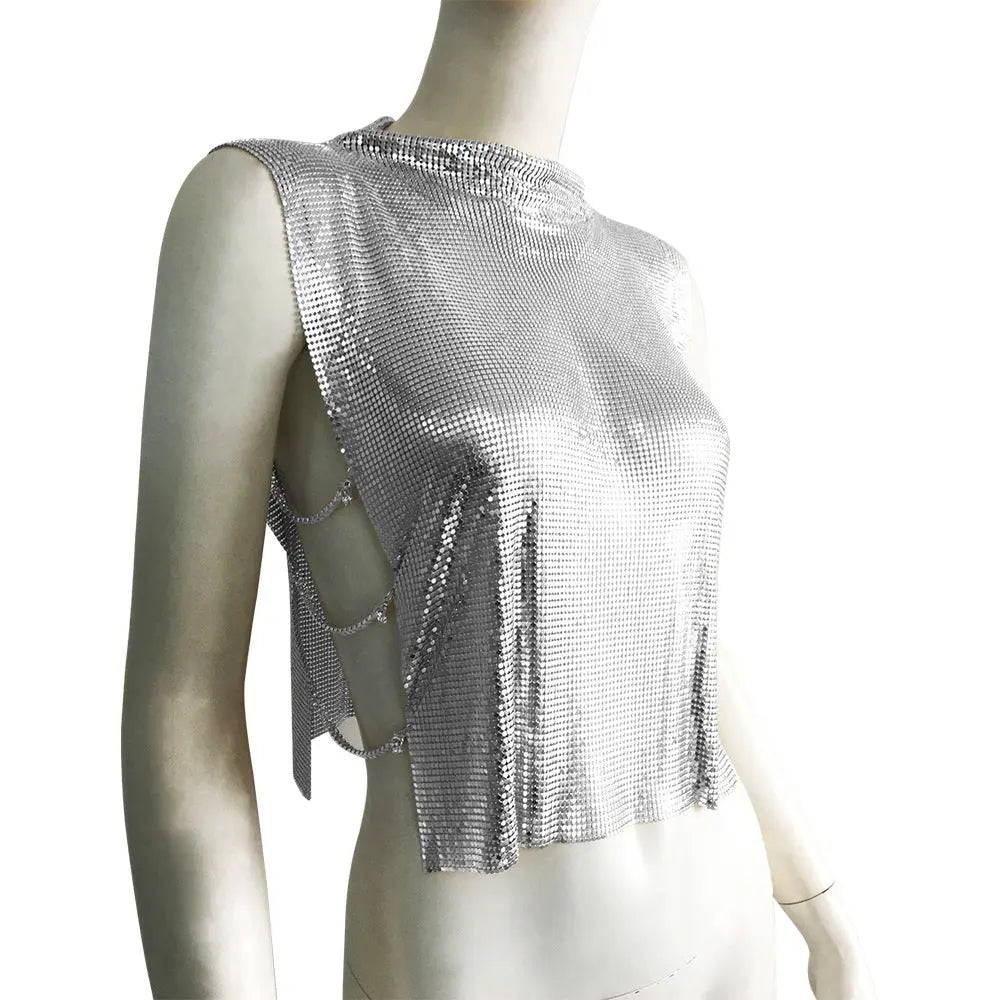 Metal Sequins Sleeveless Top For Women ShowbizMart