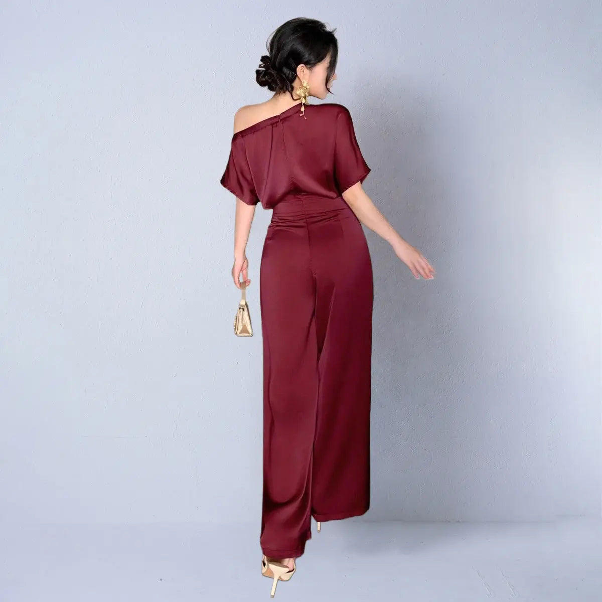 Silky-elegant Asymmetrical Jumpsuit For Women