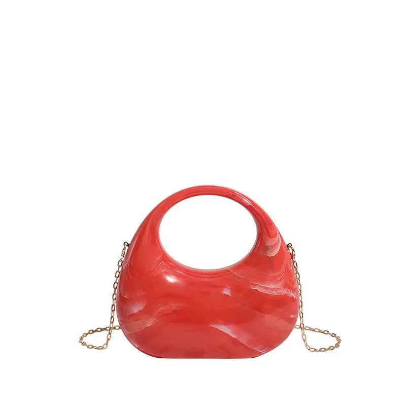 Acrylic Box Bag, Womens Evening Handbag With A Moon-shaped Underarm Design WshowbizMart