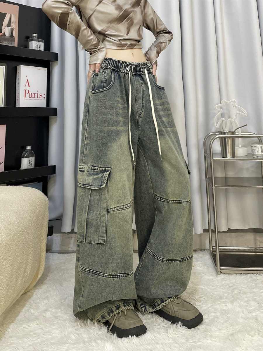 Cool Drag Girl Retro Swag Wide-Leg Jeans