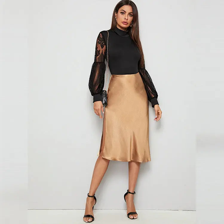 Lace Slim Fit Patchwork Fashion Long Sleeve Jumpsuit For Women ShowbizMart