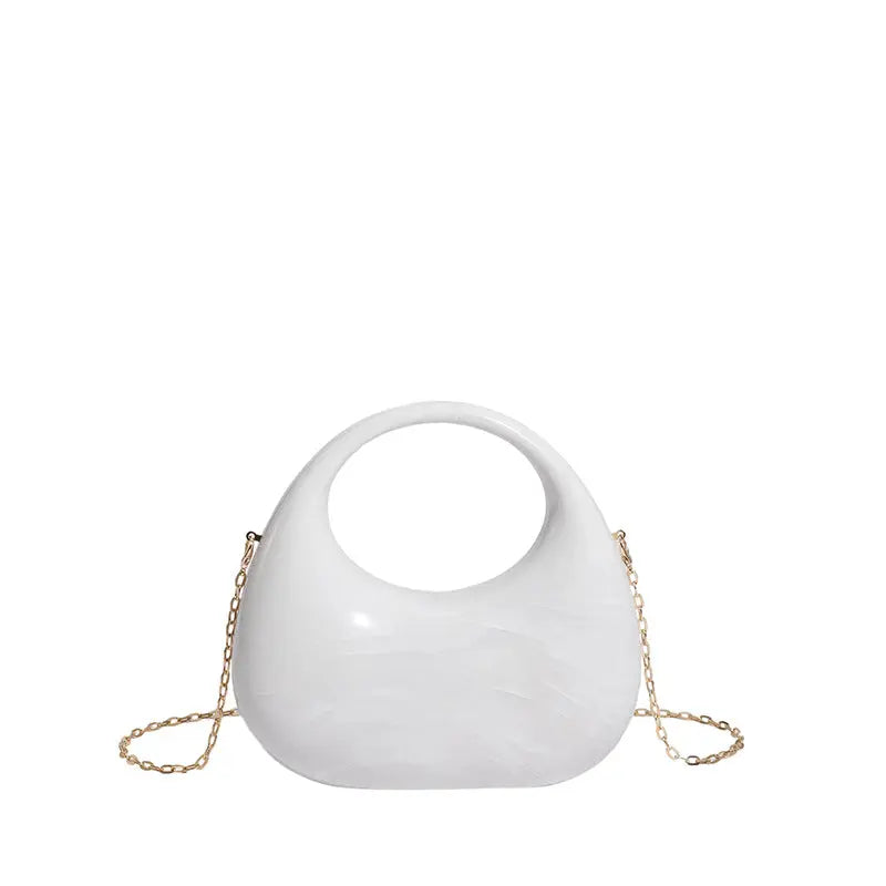 Acrylic Box Bag, Womens Evening Handbag With A Moon-shaped Underarm Design WshowbizMart