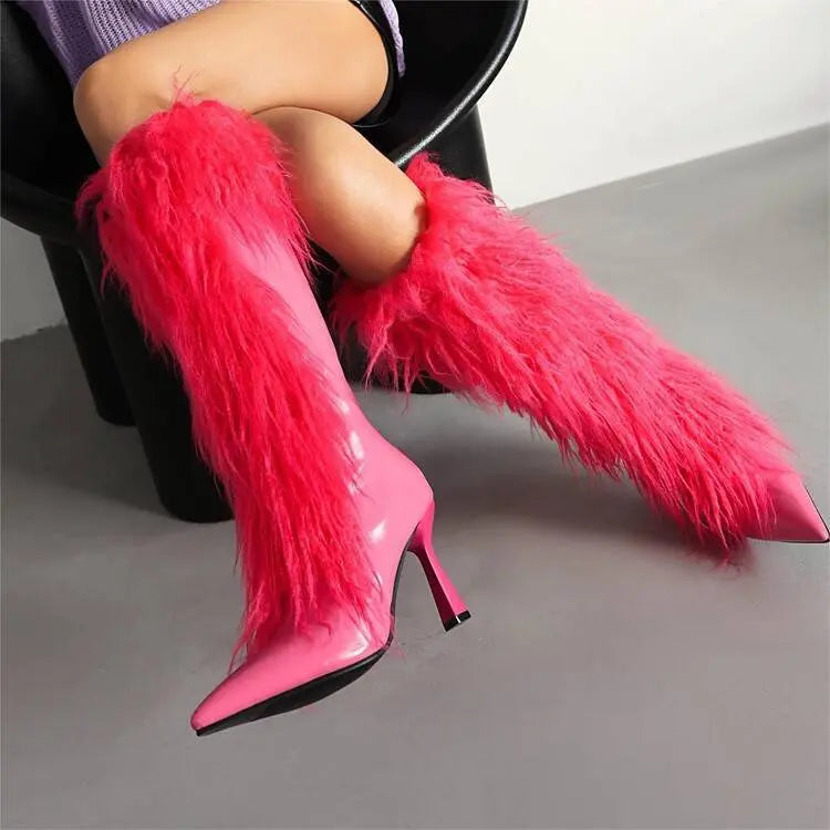 Womens Tassel Boots Stylish HighHeel Long Boots With A Side Zipper WshowbizMart