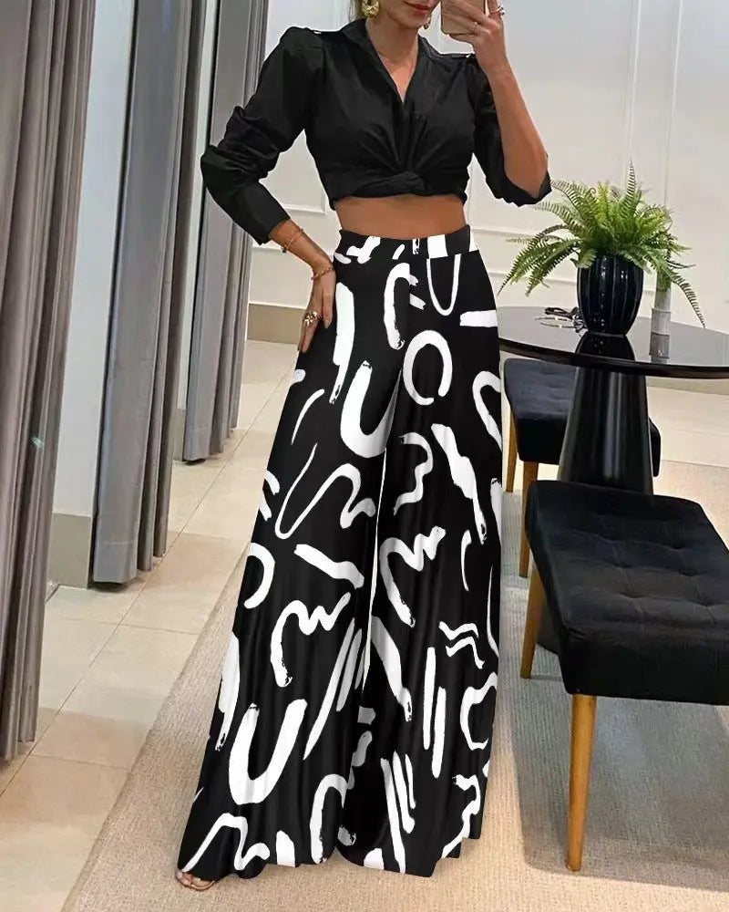 Autumn Printed Wide-Leg Pants – Best Seller WshowbizMart